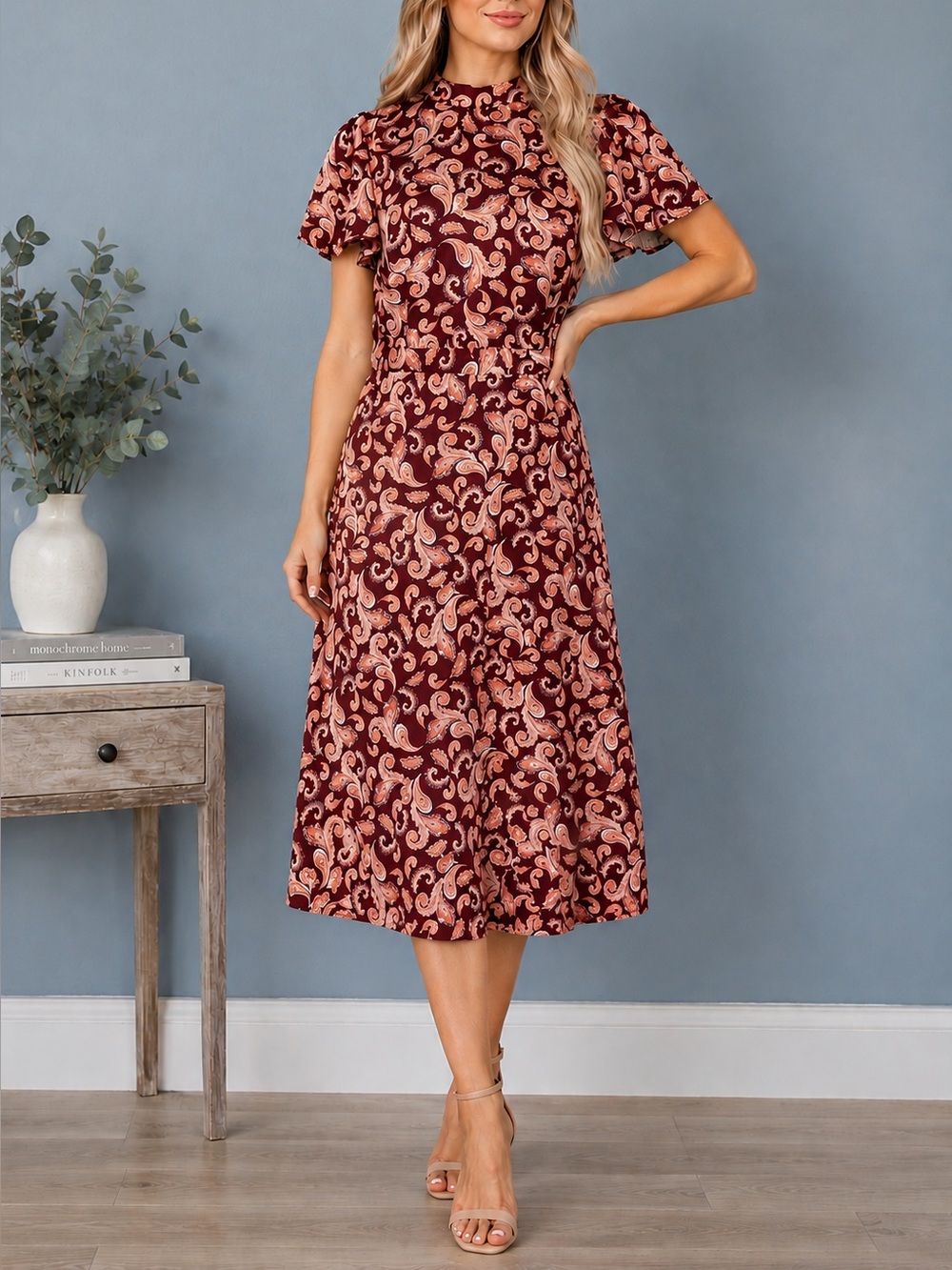 Ann Taylor Factory • Mock Neck Paisley Midi Dress
